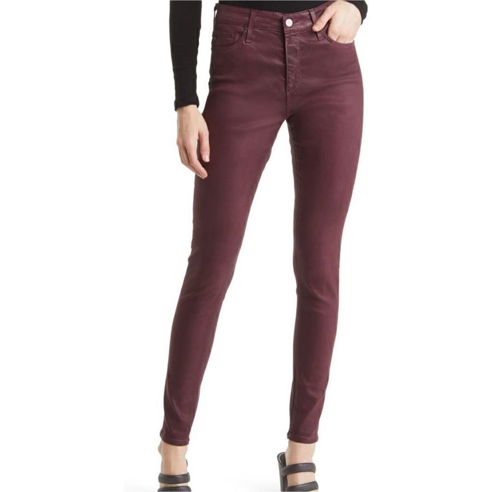 AG NWT Farrah Skinny Ankle jeans leatherette light maroon